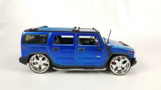 Jada Dub City 1:24 2003 Hummer H2 Diecast Toy Model Car Truck Blue 8.  5 "