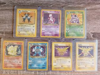 (7) 1st Gen.  Pokemon Cards Holos - Mewtwo,  Zapdos,  Ninetails,  Magneton,  Nidoking