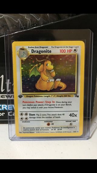 1999 Pokemon Fossil 4/62 Dragonite Holo 1st Edition