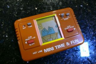 Hot Line Mini Time Vintage Lcd Electronic Handheld Arcade Game And Watch ✨rare✨