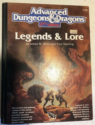 Legends & Lore Advanced Dungeons & Dragons 2nd Edition Tsr 2108 Hardcover