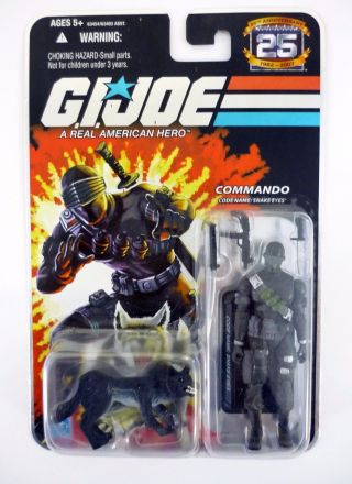 Hasbro Gi Joe 25th Anniversary Commando Snake Eyes Action Figure W/ Black Timber