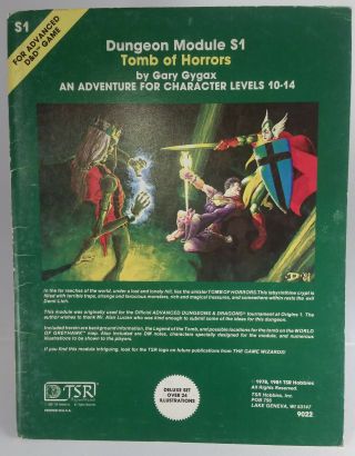 Ad&d S1 Tomb Of Horrors 9022 Game Adventure Module Tsr 1981 Levels 10 - 14 Rare