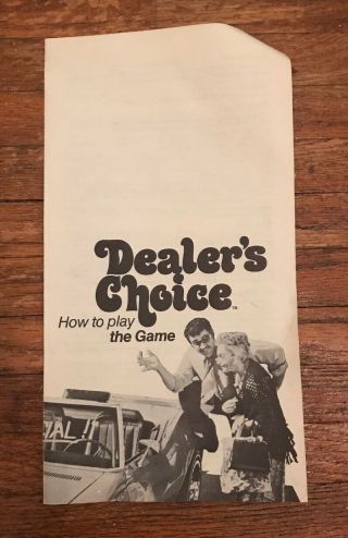 Vintage 1972 Dealer ' s Choice Car Board Game Complete Parker Brothers 8