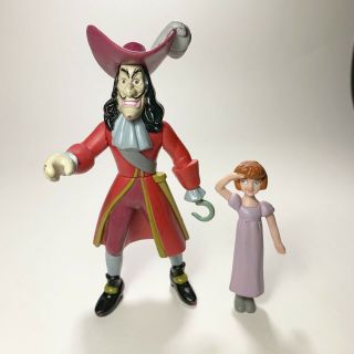 Disney Peter Pan Figure Set | 2 Items | Captain Hook (5.  5in) & Wendy | Pvc