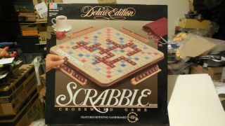 Vintage 1989 Scrabble Deluxe Edition Turntable Crossword Board Game
