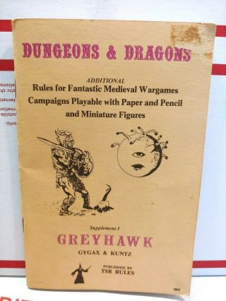 Dungeons & Dragons Greyhawk Supplement 1 12th Printing 2003 Tsr 1979