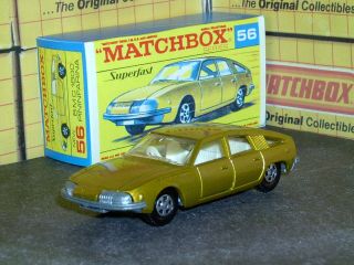 Matchbox Lesney Superfast B.  M.  C.  Pininfarina Mb56 - A1 Gold No Lab Vnm Crafted Box