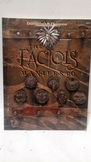 Factols Manifesto Advanced Dungeons And Dragons Paperback 2611 Tsr First Print