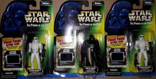 1997 Star Wars Potf Darth Vader & Two Stormtroopers W/freeze Frame Action Slide