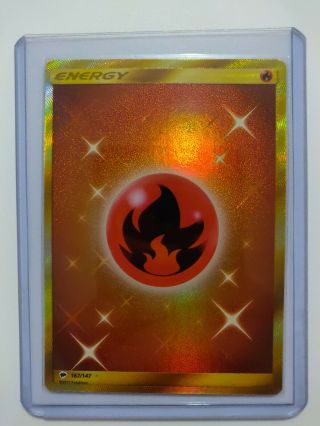 Pokemon Sun & Moon Burning Shadows - Fire Energy - Secret Rare - 167/147 - Nm/m