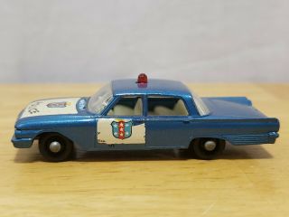Matchbox Lesney - 1963 55b Ford Fairlane Police Car - Bpw Red Dome Light