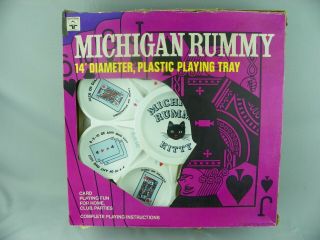 Vintage Michigan Rummy Kitty 14 " Plastic Playing Tray Black Cat Made In Usa