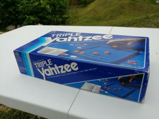 Vintage 1982 Triple Yahtzee Dice Game Family Game Night Dice Instructions Box 2