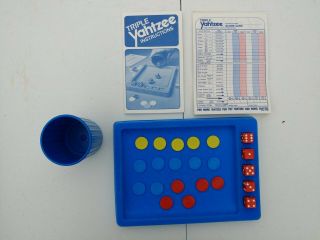 Vintage 1982 Triple Yahtzee Dice Game Family Game Night Dice Instructions Box 3
