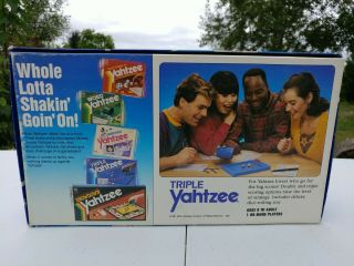 Vintage 1982 Triple Yahtzee Dice Game Family Game Night Dice Instructions Box 7