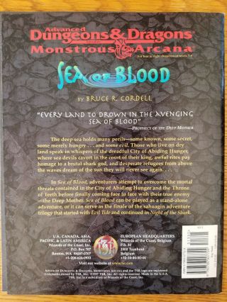SEA OF BLOOD AD&D 2E Monstrous Arcana Sahuagin Game Module TSR 2