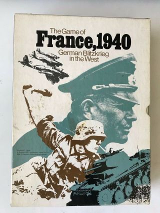 Avalon Hill 840 France 1940 German Blitzkrieg In The West Bookcase Game Excellnt