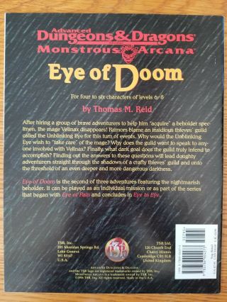 EYE OF DOOM AD&D 2E Monstrous Arcana Beholder Game Module TSR 2