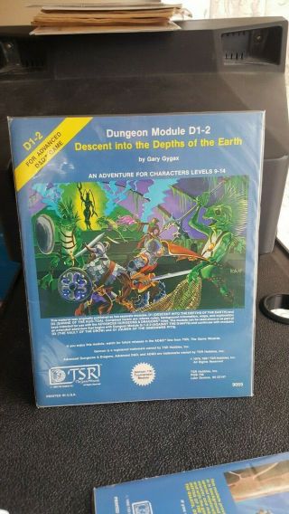 Descent Into The Depths Of The Earth Tsr 9059 D1 - 2 Advanced Dungeons & Dragons