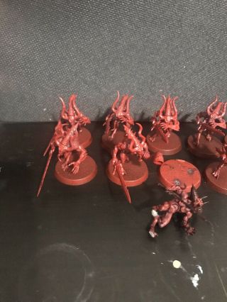 Chaos Daemons 10x Bloodletters Magnetized Bases Partially Painted.  Warhammer 40k 2