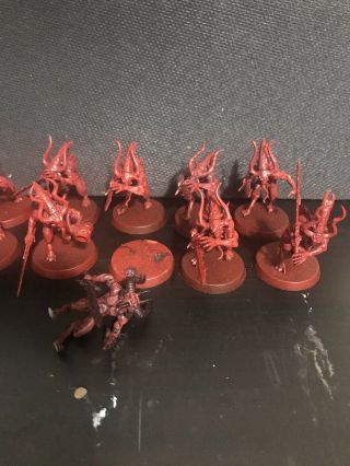 Chaos Daemons 10x Bloodletters Magnetized Bases Partially Painted.  Warhammer 40k 3