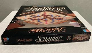 Scrabble 1989 Deluxe Edition Turntable Rotating Board Game 100 Complete 3