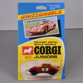 Corgi Juniors 11 Austin Healey Sprite Le Mans Whizzwheels On Card Blister Pack