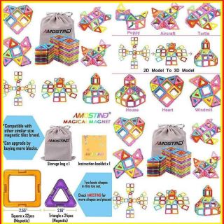 Magnetic Tiles Building Blocks Set By Idoot Educational Toys For Kids With St.
