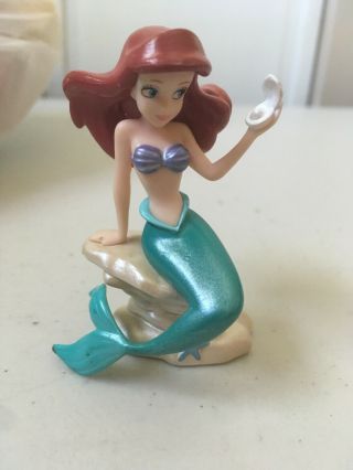 2.  75 " Ariel On Rock Pearl Pvc Figure Disney Little Mermaid Princess Cake Topper