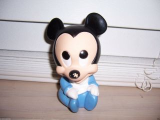 Vintage 1984 Walt Disney 4.  5 " Mickey Mouse Rubber Squeaky Toy Baby Mickey