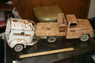 Vintage 1958 - 1961 Tonka Farms Pickup Truck And Horse Trailer Jsh