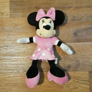 Minnie Mouse Disney Small Plush Toy Pink Polka Dot Dress 10 Inch
