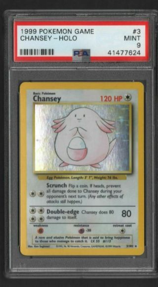 Chansey Holo 3/102 Psa 9 1999 Pokemon Base Set Unlimited