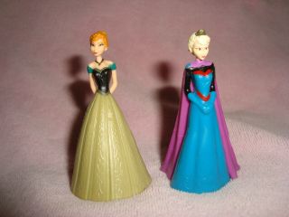 Frozen Disney Princess Elsa & Anna Plastic Figures Good Cake Topper 3 " Tall