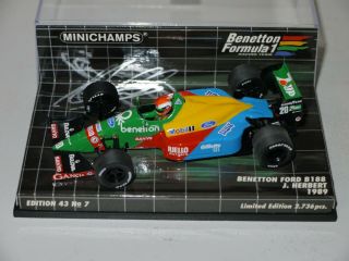Minichamps 1:43 F1 1989 Johnny Herbert Benetton Ford B188 Signed