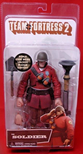 Team Fortress 2 Red Soldier 7” Action Figure With In - Game Code Neca