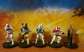 Star Wars Miniatures Clone Republic Commandos W/ Cards - Shipn Boss Sev