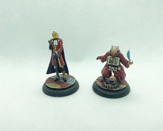 Malifaux Guild Never Born Well Painted Lucius & Scribe Magnetized Resin Bases