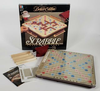 1989 Scrabble Deluxe Edition Turntable Rotating Board Game 100 Complete