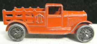 Vintage Tootsietoy Miniature 2 1/4 " Red Stake Truck Marked Tt