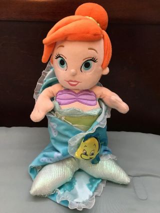 Disney Babies Princess 14” Ariel Plush Doll & Flounder Blanket So Cute