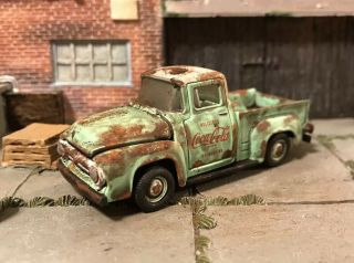 1956 Ford F - 100 Rusty Weathered 1/64 Custom Barn Find Truck Diecast Coca Cola M2