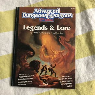 Advanced Dungeons & Dragons Legends And Lore Tsr 1990 Ad&d Handbook 2nd Ed