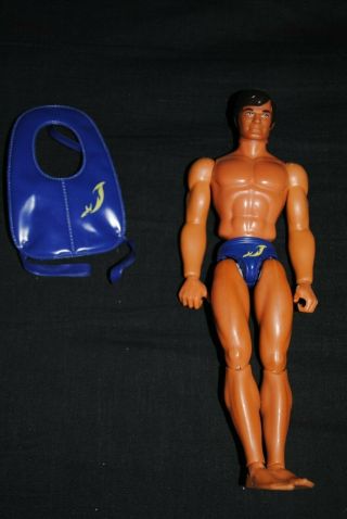 Big Jim Mattel " Blue Dolphin Diver " Rare Figure,  Life Vest,