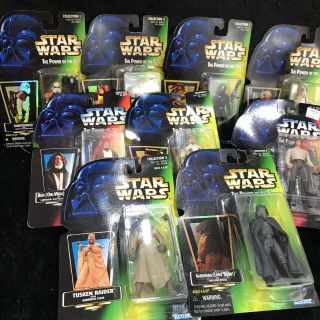 Set Of 9 Kenner Star Wars Power Of Force Action Figures Han Obi - Wan Luke