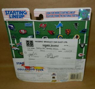 Kenner 1997 Starting Lineup Junior Seau White Tag Signed Sample Prototype