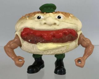 Vintage Mattel Food Fighters Burgerdier General 1988 Burger Hamburger Ketchup