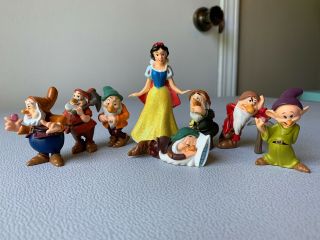 Snow White And The Seven Dwarfs 2” Figures Toys Cake Toppers 8pc Disney
