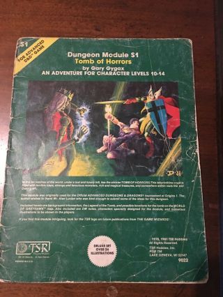 Ad&d 1st Ed Module - S1 Tomb Of Horrors (very Rare By Gary Gygax And Exc)
